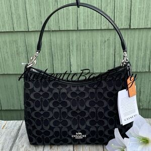 Coach Laurel Shoulder Bag In Signature Denim Purse Black